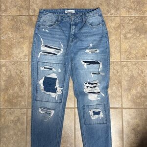 Flying Monkey High Rise Distressed Blue Jeans